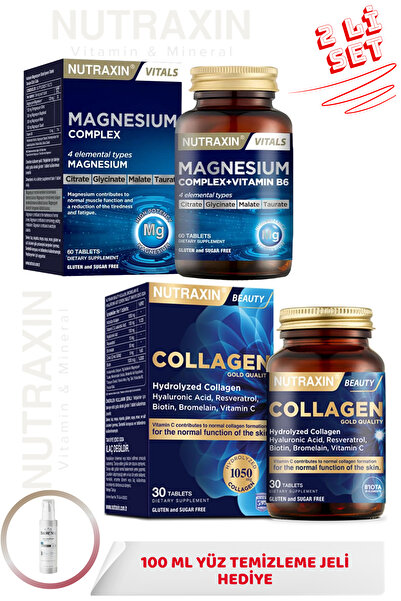 Nutraxin Magnesium Complex+Vitamin B6 60 Tablets & Collagen Gold Quality 30 T...
