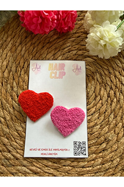 AKBAŞ DESİGN Kalp Punch Nakışı Kız Çocuk Toka Seti