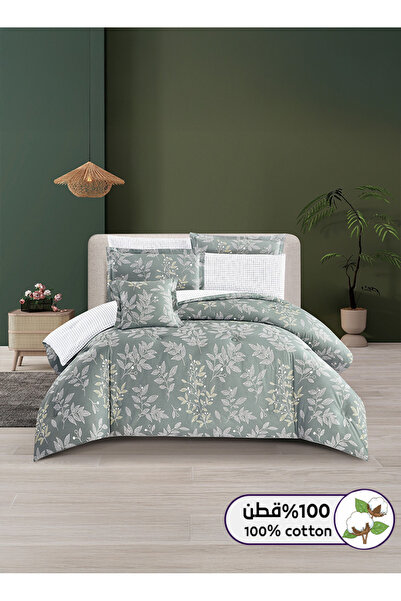 Melen طقم مفرش سرير صيفي مقاس كوين قطن 100% - 8 قطع - يناسب سرير بمقاس 200x16...