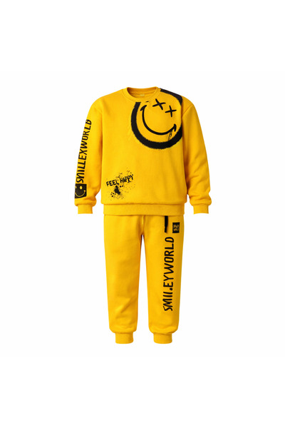 Mamboo Girls Yellow Tracksuit with Smiley Face - 5/6 years