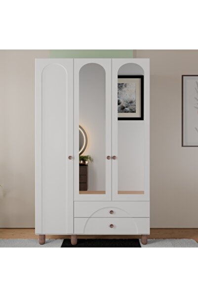 Flances Soprano ayaklı tasarım aynalı 3 kapak MDF Gardırop