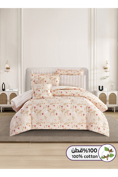 Melen Queen Size Summer Bedding Set, 100% Cotton - 8 Pieces - Fits a 200x160 ...