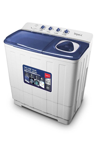 İMPEX غسالة ملابس نصف أوتوماتيكية ذات حوضين سعة 8 كجم