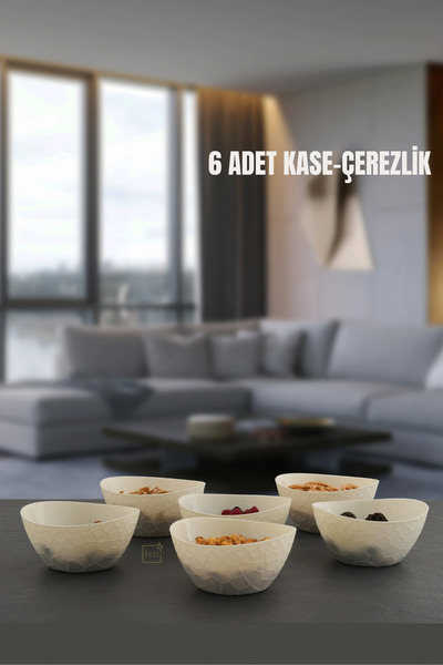 Leila 6'lı Krem Çerezlik Seti Atıştırmalık-Sosluk-Kahvaltılık-Kase