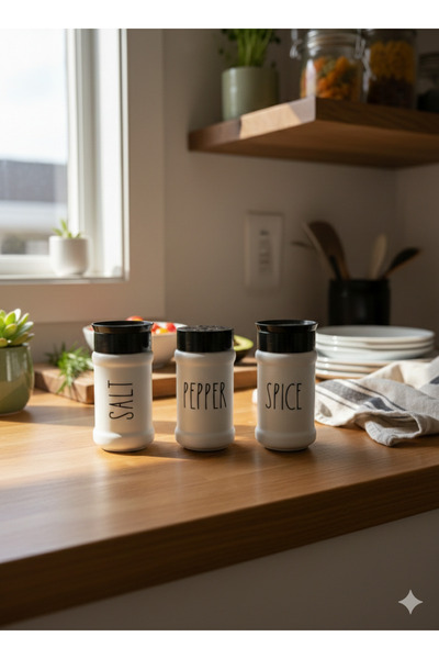 h homerest مجموعة من 3 علب توابل للمطبخ، تصميم عصري على طراز راي دن، وعاء ملح...