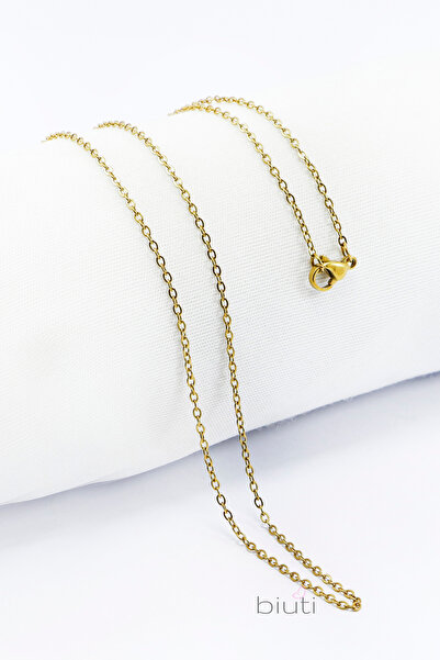 biuti سلسلة من الفولاذ المقاوم للصدأ 316L بلون ذهبي 60 سم، سلسلة رفيعة بديلة