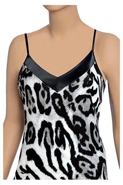 ELLA Öts saten yaka leoparlı kadın atlet