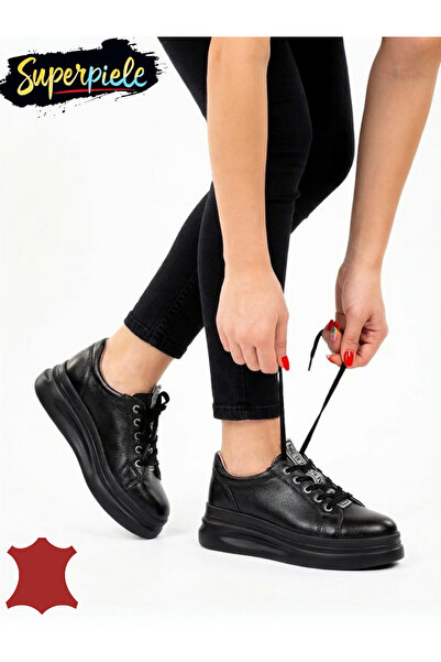 ANGEL BLUE Fashionable women's casual shoes made of genuine leather with thic...