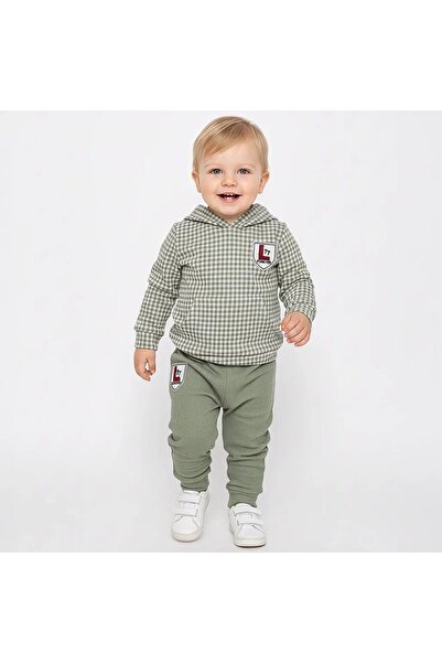 Deco Kids Wear Erkek Bebek 2 Parça Mevsimlik Kapüşonlu Şık Spor Bebek Takımı