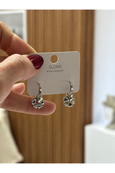 SLONS Yonca Uçlu Silver Göçmen Küpesi