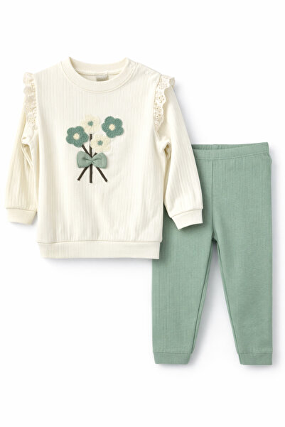 nikuby Green Floral Baby Top and Bottom Set