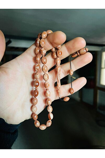 TTS TÜRK TESBİH SANATI سبحة يدوية الصنع من الزجاج البرتقالي الناري