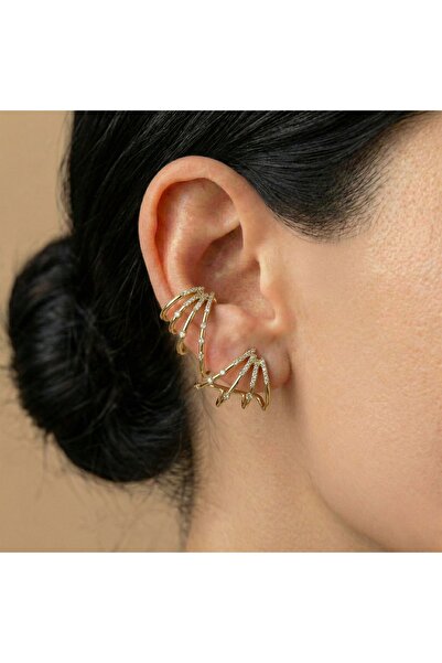 AccessoriesCınCık Steel Earrings Gold Color Zircon Stone Detailed Women's Ear...