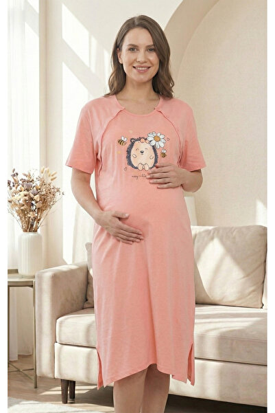 embody Maternity Nightdress cotton, nursing opening, 1139 coral