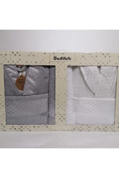 Özdilek Özdilek Elissa Сімейний комплект Сірий - Білий халат Сімейний комплект