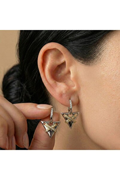 AccessoriesCınCık Steel Earrings Silver Color Stone Detailed Dangle Women's E...