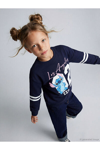 LC Waikiki سترة رياضية مطبوعة بتصميم ستيتش للفتيات من UZG STORE