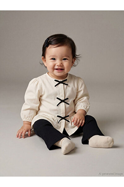 LC Waikiki ESVAB'dan Seçimler Oval Yaka Fiyonk Detaylı Kız Bebek Gömlek