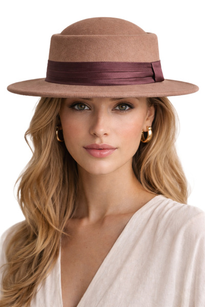 CosmoOutlet Women's Devetüy Gondol Stylish Design Fedora Hat