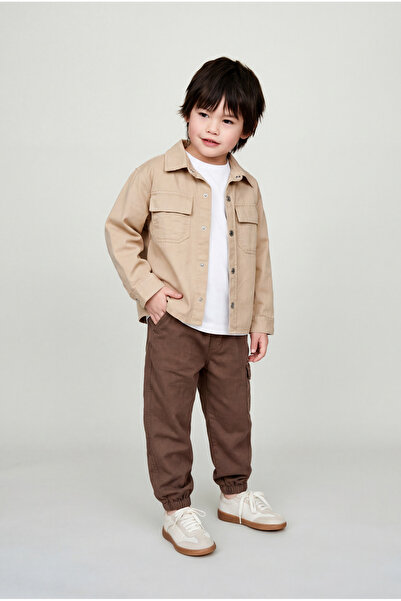 Magu Boy's 3-Piece Set with Cotton Beige Jacket