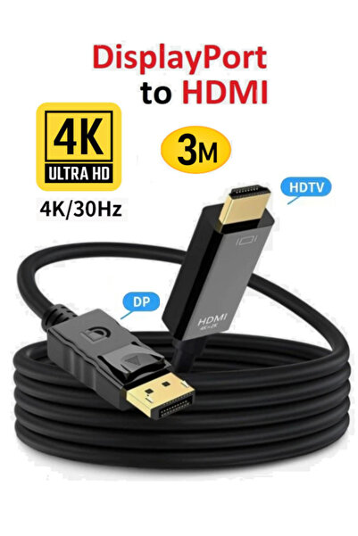 Vwin Dp To HDMI Çevirici Kablo 4K*30Hz Display Port Displayport To HDMI Dönüş...