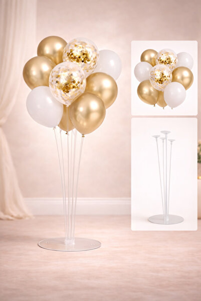 Işıltı Balon Dükkanı حامل بالونات مكون من 7 قطع ومجموعة بالونات مكونة من 12 ق...