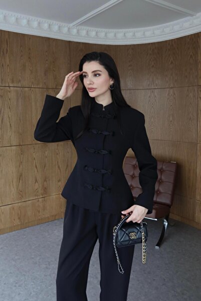 HAZELANNA Σετ Μαύρο Σακάκι-Παντελόνι Ναπολιόν