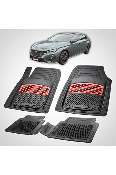 TEAMCAR Πατάκια αυτοκινήτου τύπου δίσκου συμβατά με Peugeot 308 III SW - Κόκκινα