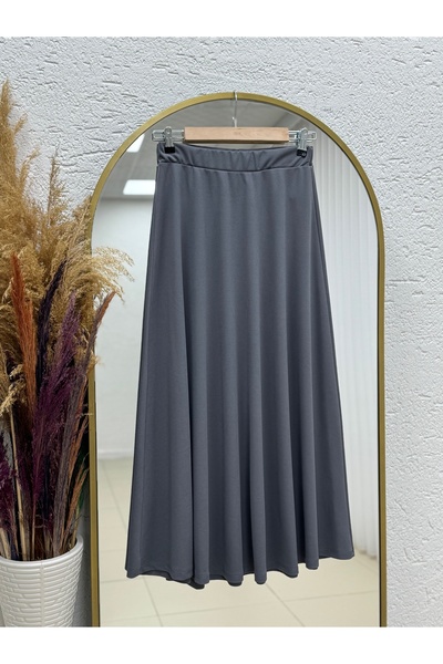 MİHRA STORE Sıla Skuba Flared Skirt-Mt1340 Gray