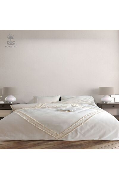 DNC HOMETEX طقم غطاء لحاف مزدوج من ناتشورال كريم باكلافا دبل بومبون