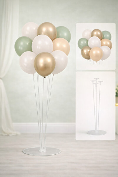 Işıltı Balon Dükkanı 7’li Balon Standı ve 12 Adet Balon Seti | Şık Masaüstü &...