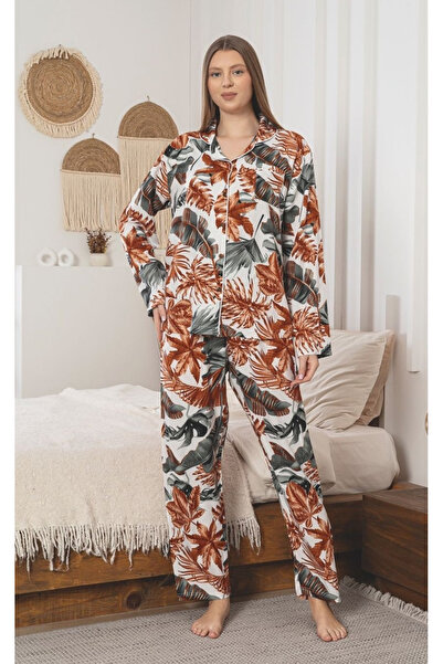 embody Ladies Luxury Elegant Two-Piece Luxury Tropical Print Pyjama, Button C...