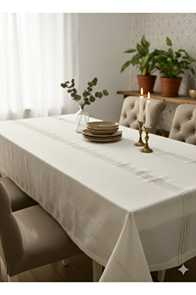 NURHAN HOME COLLECTION Ajurlu Ekru Renk Masa Örtüsü