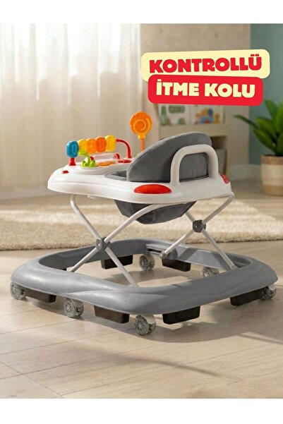 modabebekler 3 kademeli Kontrollü İtme Kollu Bebek Yürüteç | Oyuncaklı, Güven...