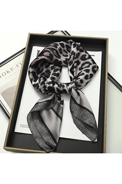 Accessories Hei Gray Leopard Patterned Stylish Silk-Look Women's Accessory Sc...