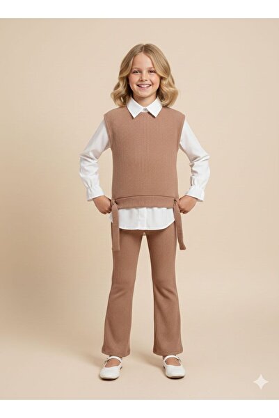 Erzani Kids Κοριτσίστικο Στυλάτο Καθημερινό Γιλέκο Παντελόνι Λευκό Πουκάμισο ...