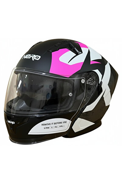 Nero KASK ÇENESİZ 528 MAT SİYAH - PEMBE C1