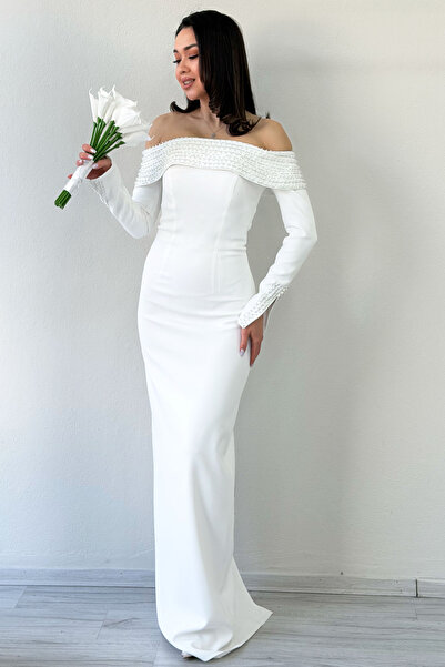 zks grup tekstil Women's Madonna Collar Beaded Embroidered Long Sleeve Fish E...