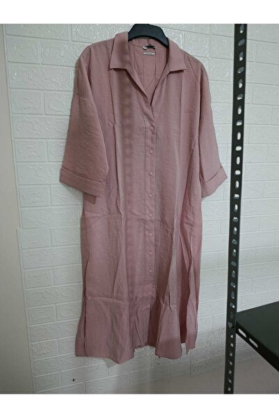 anne moda ankara Summer, Long, 84% Modal, Side Slits, Capri Sleeves, Shirt Dress