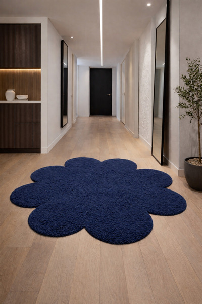 KEVLİNE Modern Dekoratif Yuvarlak Salon Halısı Çocuk Odası Yolluk Kaymaz Taba...