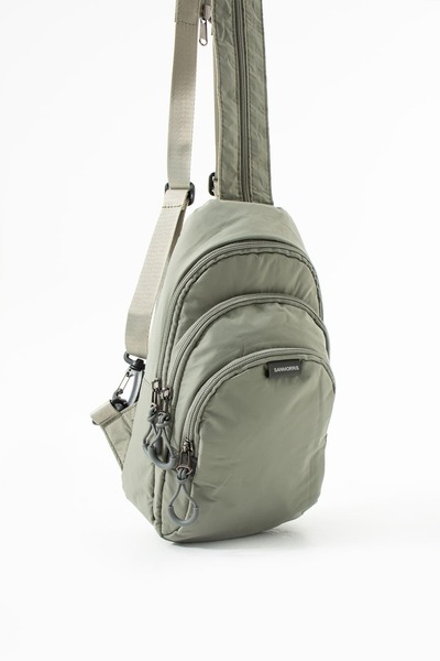 diclepolat Gray Unisex Parachute Fabric Water Resistant 3-Compartment Crossbo...