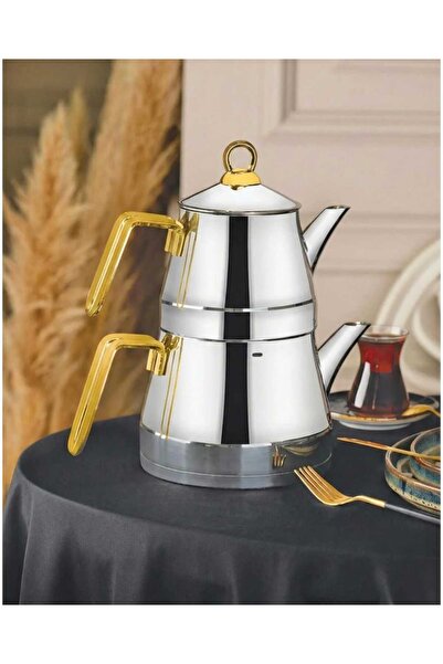 ÖZLİFE Irmak Orta Boy Çaydanlık Takımı 1025 Sade Gold