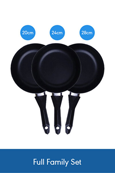 Saif Plus Non-Stick Frying Pan Trio Set 20, 24 & 28 cm – Red Complete Sizes f...