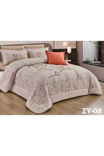 alzawia طقم لحاف مفرش سرير نفرين ملكي ومريح وناعم 6 قطع مزدوج منقوش مقاس اللح...