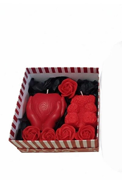 OEM "Rose & Heart" Handmade Gift Set – Box with Scented Candles and Soap Flowers