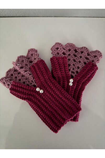 HobiDünyasıElif Vintage Esintili El Örgüsü Parmaksız Eldiven El Emeği