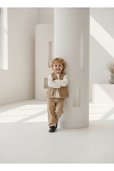 Butik Erkek Çocuk Avcı Yelekli Sweat Pantolon Takımı