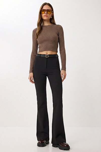 Lovelyİstanbul Belted Spanish Style Knitted Trousers Lby0045 Black