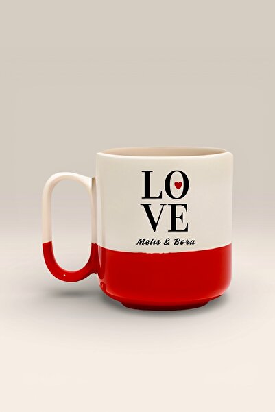 DVOYAGE Çiftlere Özel İsimli Love Temalı Kupa Bardak- Kişiye Özel Sevgililer ...