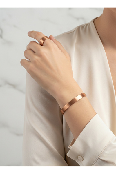 CAPO by Aytaç Yamaç Copper Bracelet and Copper Ring Flat Model Set of 2